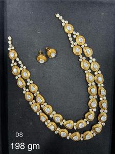 Heavy Antique Gold/Silver Uncut <b>Diamond</b> Look Bridal Jadau Necklace Set for Women Wedding Engagement Jewelry in Gold/Silver/Brass - Product Image 3