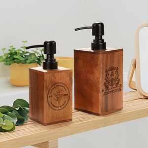 Dispensador de Jabón de Madera, Diseño Rectangular Minimalista, para Baño, Hogar, Grabado con 'Sweet Home' y 'Merry Christmas' - Product Image 6