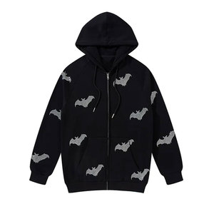 Prix raisonnable, service OEM, sweats à capuche pour hommes en strass pour l'hiver, 100% coton, fermeture éclair, logo personnalisé, respirant, style unique - Product Image 1