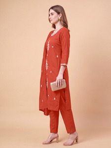 Festive Elegant Clothing Premium Rayon <b>Womens</b> Embroidered <b>Kurta</b> Pant Dupatta Set Ethnic Wear Premium rayon <b>women</b>’s embroidered - Product Image 3