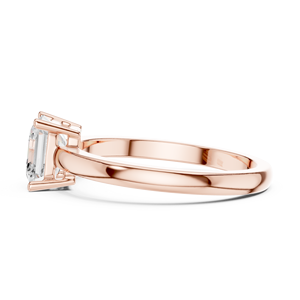 Bague de fiançailles en or rose avec diamant taille émeraude pour femme, style classique, bague solitaire taille Asscher en or rose - Product Image 5
