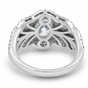Gourik Silver Plated Cubic Zircon Prong Setting Oval Trendy Cluster Wedding Engagement Ring Multi Brilliant Cut Jewelry - Product Image 3