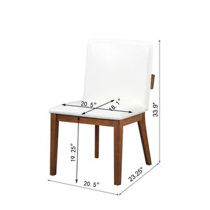 Set di 2 sedie da pranzo moderne in legno con finitura noce e rivestimento in pelle PU bianca lucida - Product Image 6