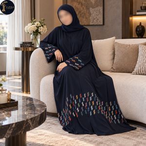 Vestido Abaya con Adornos de Cristal para Damas, con Mangas Fluidas, Textil Suave, Túnica Islámica Modesta |   Ropa Elegante para Ocasiones Musulmanas - Product Image 4