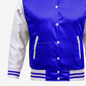 Veste universitaire personnalisée 100 % polyester satiné respirant, col montant, pour sports d'hiver, nom du club, baseball, style Letterman - Product Image 4