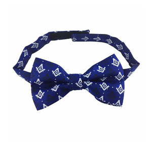 Nœud Papillon Maçonnique de Luxe Bleu Tissé avec Motif Boussole et Compas, Design G, pour Maître Maçon, Accessoire de Col Formel - Product Image 1