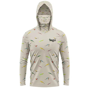 Chemise de pêche à capuche personnalisée par sublimation, protection UV UPF 50, dégradé, manches longues, jersey avec protection faciale pour homme - Product Image 5