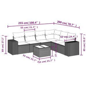 Ensemble de canapés de jardin en rotin PE noir et blanc crème avec verre trempé, meubles d'extérieur durables - Product Image 3