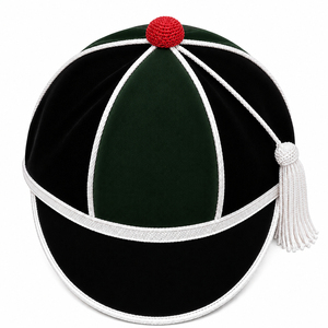 Casquette d'honneur en velours personnalisée haut de gamme avec pompon cérémoniel, ajustable, respirante, design multi-panneaux, couleur unie - Product Image 6