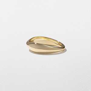 Center Pinched Wedding Band 10K 14k Solid Gold Modern Sculptural Minimalist Everyday Wear Unique Chunky Fine Jewelry Manufacture - Product Image 5