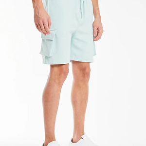 Men's Light Blue Cotton <b>Knitted</b> Solid Casual Summer Short <b>Set</b> Breathable T-Shirt and Shorts Outfit - Product Image 5
