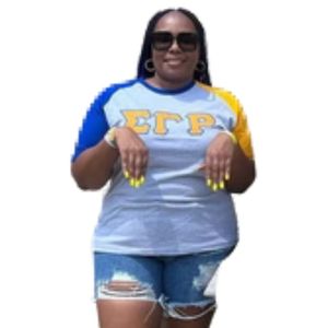 Chemise à manches longues grises Sigma Gamma Rho SGRho, T-shirt premium à lettres grecques bleu et or, pour femmes et unisexe - Product Image 1