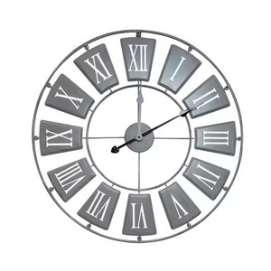 <b>Silver</b> Round Stainless Steel Wall <b>Clock</b> Analog Quartz Silent Design Living Room Decoration Metal Frame Abstract Geometric Patter - Product Image 6