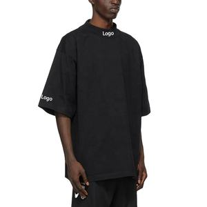 Venta al por mayor de sudadera de algodón de verano para hombre de talla grande logotipo personalizado impreso camiseta lisa con cuello simulado de gran tamaño 3D patrón de diseño - Product Image 3