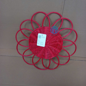 Flower Shape Natural Rattan Placemat Red Color Handwoven Eco Friendly <b>Table</b> Decor Wholesale Bulk Supplier <b>Dining</b> Accessories - Product Image 3