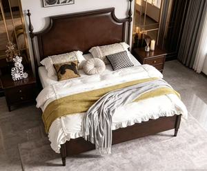 New Arrival American Traditional Solid Wood Queen <b>Bed</b> with High Headboard for Bedroom Furniture - Product Image 2