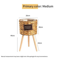 Cesta de Flores Tejida de Paja, Soporte Alto de Madera para Flores, Decorativo, Listo para Usar