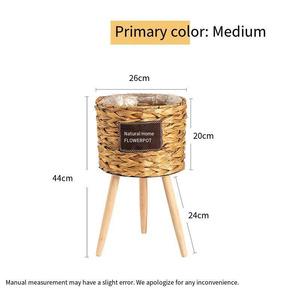 Cesta de Flores Tejida de Paja, Soporte Alto de Madera para Flores, Decorativo, Listo para Usar - Product Image 2
