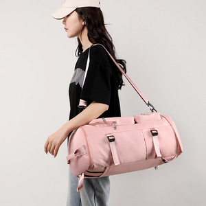 High Quality Custom Pink Large Capacity Nylon Duffle <b>Bag</b> Adjustable Straps Zipper Closure <b>Travel</b> Gym <b>Bag</b> - Product Image 4