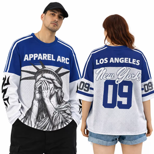 Cublimation Mesh Long Sleeve Jersey Streetwear Graphic Oversized Unisex Sports Shirt Wholesale - Product Image 1