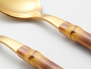 Gold Plated Stainless Steel Flatware <b>Set</b> With <b>Bamboo</b> Handle Modern Design Dishwasher Safe Fork Spoon Knife <b>Set</b> Wedding <b>Cutlery</b> - Product Image 2