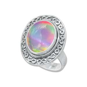 แหวนโอปอลออโรร่าสุดฮิตปี 2026 ทำมือจากเงินแท้ 925 ประดับแบบ Bezel Setting ขายส่งเครื่องประดับสำหรับสาวๆ สำหรับงานแต่งงาน - Product Image 3