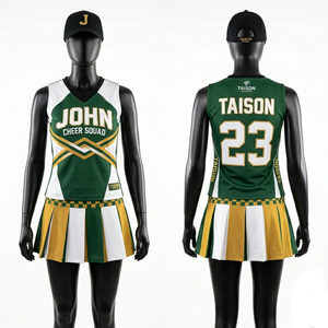 Uniforme de Porristas para Mujer, Premium, 180 GSM, Mezcla de Poliéster y Spandex, Estilo Panel con Estrellas Blancas, Doradas y Azules, Logotipo Personalizado Impreso - Product Image 6