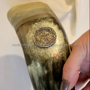 High Quality Drinking Horn With Vegvisir Engraving Available <b>at</b> Wholesale Prices Agate Drinking Horn - Product Image 1