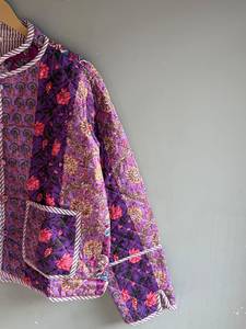 <b>Quilted</b> Cotton <b>Jacket</b> Women Mandarin Collar Full Sleeve Patchwork Floral <b>Pattern</b> Hand Embroidery Winter Regular Length GIFT - Product Image 5