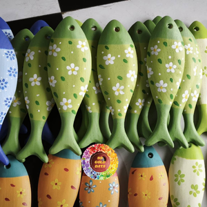 งานฝีมือไม้แกะสลักรูปปลา งานศิลปะพื้นบ้านแบบแขวนผนัง เหมาะสำหรับเด็ก ตกแต่งรูปสัตว์ เป็นของขวัญปีใหม่-CARYLN - Product Image 5