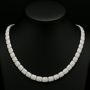 Collier tennis de luxe pour femme, diamants taille carrée, en argent 925 plaqué rhodium, sertissage micro-pavé, élégant cadeau de mariage, bijoux - Product Image 2