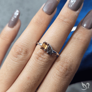 Brown Pear Cut Lab Grown Diamond Toi Et Moi <b>Two</b> <b>Stone</b> Engagement Wedding <b>Ring</b> Silver Ready to Ship Modern Bridal - Product Image 4