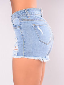 Women's Formal Denim Shorts <b>Light</b> Wash High Waist Skinny Denim Shorts With <b>Push</b> Up - Product Image 2