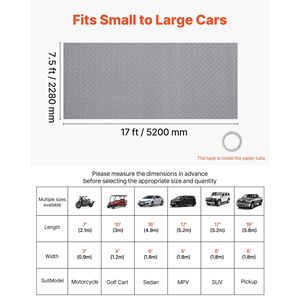 Rouleau de revêtement de sol de garage en PVC à motif losanges, gris argenté, 7,5x17 pi, double face, antidérapant, facile à nettoyer, épaisseur 2,2 mm - Product Image 2
