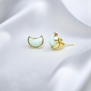 ต่างหูทรงพระจันทร์เสี้ยวอะเมโซไนต์ธรรมชาติขนาด 6x8 มม. เงินแท้ 925 ชุบทอง ประดับขอบเพชร สำหรับผู้หญิง เครื่องประดับแฟชั่น ขายส่ง - Product Image 5