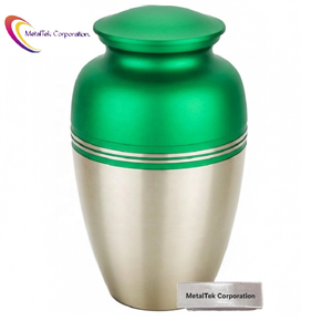 Top Quality Brass Cremation Urn Handmade Green Silver Decorative Memorial Jar Large Adult Funeral Vessel Customized Colour Urns - Product Image 1