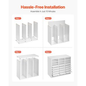 Organizzatore da Scrivania in Legno con 24 Scomparti, Cassettiera in MDF con Ripiani Regolabili per Ufficio - Product Image 6