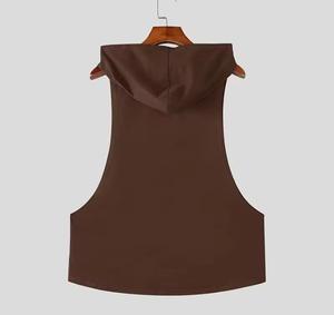 Débardeur sans manches pour homme, couleur unie, polyester tricoté, respirant, décontracté, col rond, style sportif - Product Image 3