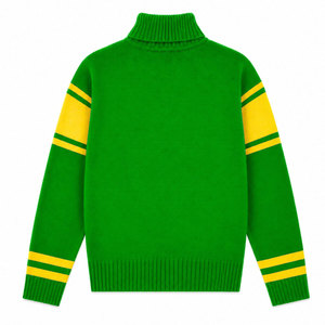 Pull à col roulé vert Chi Eta Phi Sorority avec rayures jaunes et logo brodé, style preppy, pull d'hiver pour femmes - Product Image 5