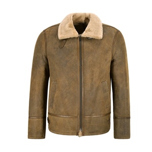 Blouson en cuir de mouton bombardier B3 pour hommes, nouvelle veste Vintage en fausse fourrure de mouton de Style Antique - Product Image 2