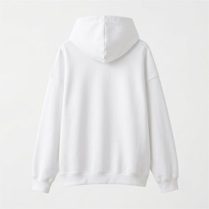 Custom White Oversized Hooded <b>Pullover</b> Hoodie for <b>Men</b> 100% Cotton Knitted Fabric Windproof Eco-Friendly Front Pocket Casual - Product Image 2