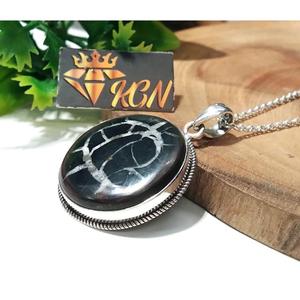 Pendentif en argent sterling 925 avec pierre naturelle sertie en clos, forme marquise, style bohème, évalué par un tiers - Product Image 3