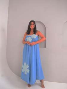 Vestido Largo de Lino y Algodón Holgado de Verano para Mujer, con Logotipo Personalizado, Estilo Casual, Cuello Cuadrado, Color Sólido, Alta Calidad - Product Image 2