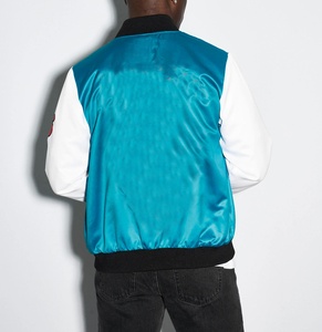 <b>Men</b> Custom Satin <b>Bomber</b> <b>Jacket</b> Stand Collar Baseball Blank Best Quality <b>Varsity</b> <b>Jacket</b> - Product Image 5
