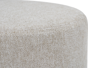 Sleek Cylindrical Ottoman with Walnut-Finished Bentwood Rim and Durable Fabric Upholstery for Living Room - Product Image 2