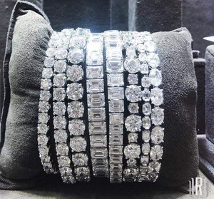 Premium Quality Moissanite Diamond <b>Silver</b> <b>Studded</b> Square Bracelets for Unisex Hip Hop Moissanite Bracelets From India - Product Image 1