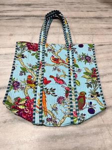 Wholesale New Design ART Block Print 100% Cotton Quilted Eco-friendly Durable Reusable Tote <b>Bag</b> with <b>Long</b> Shoulder Handle - Product Image 2