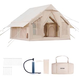 Tenda Gonfiabile per 4-6 Persone per Campeggio, Facile da Montare con Pompa Manuale, Oxford 300D, 4 Stagioni, con Stufa e Palo in TPU Resistente - Product Image 1