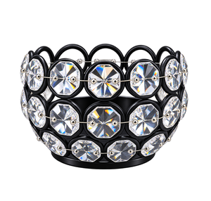 Black <b>Crystal</b> Votive <b>Bowl</b> Candle Holder Round Metal Tealight Stand with Sparkling Gemstone Accents for Wedding & Home Decor - Product Image 1
