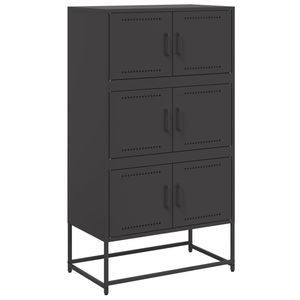 Buffet rectangulaire industriel en acier noir moyen pour armoires de salon - Product Image 2